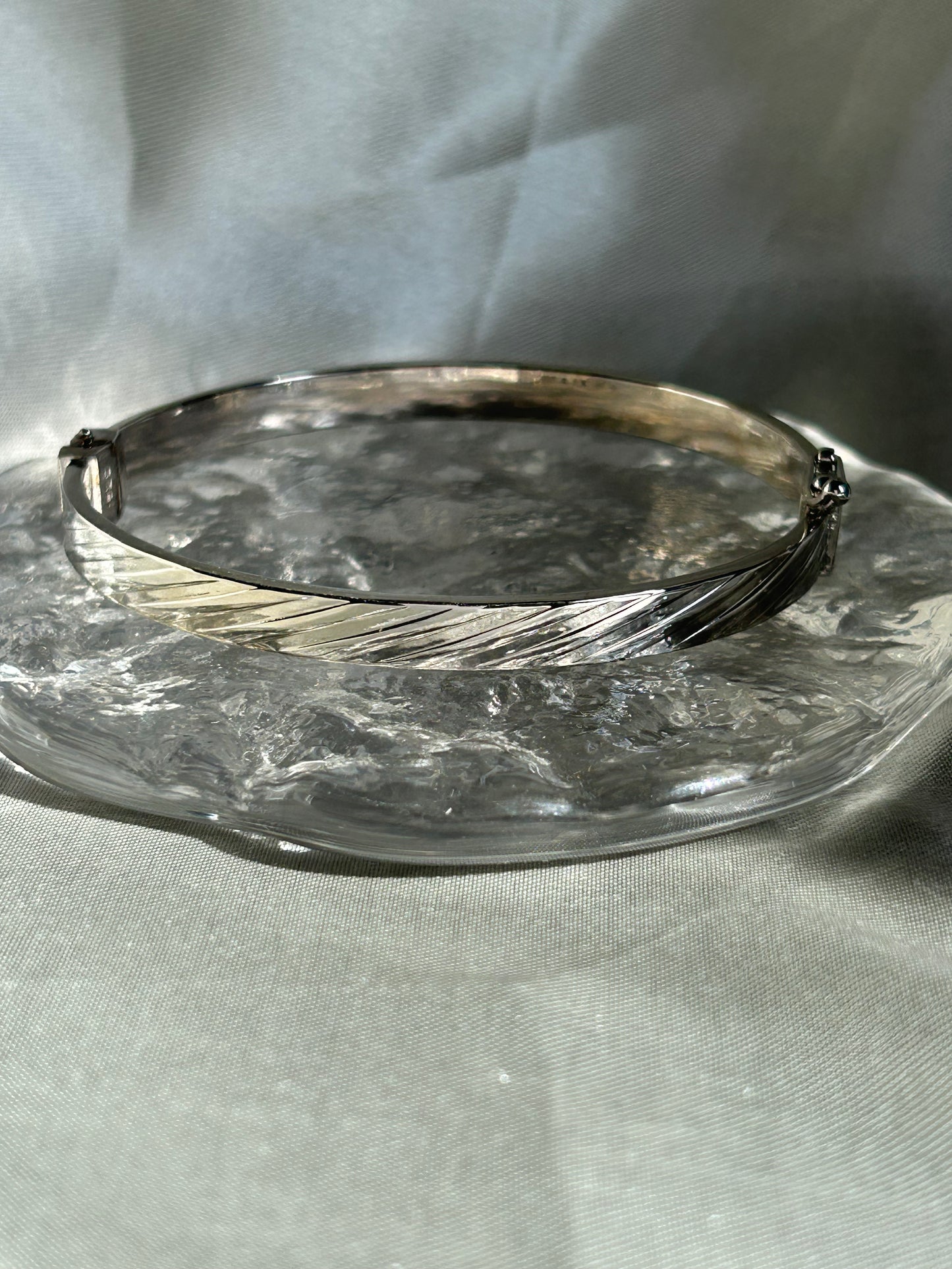 Wide Engraved Sterling Silver Bangle