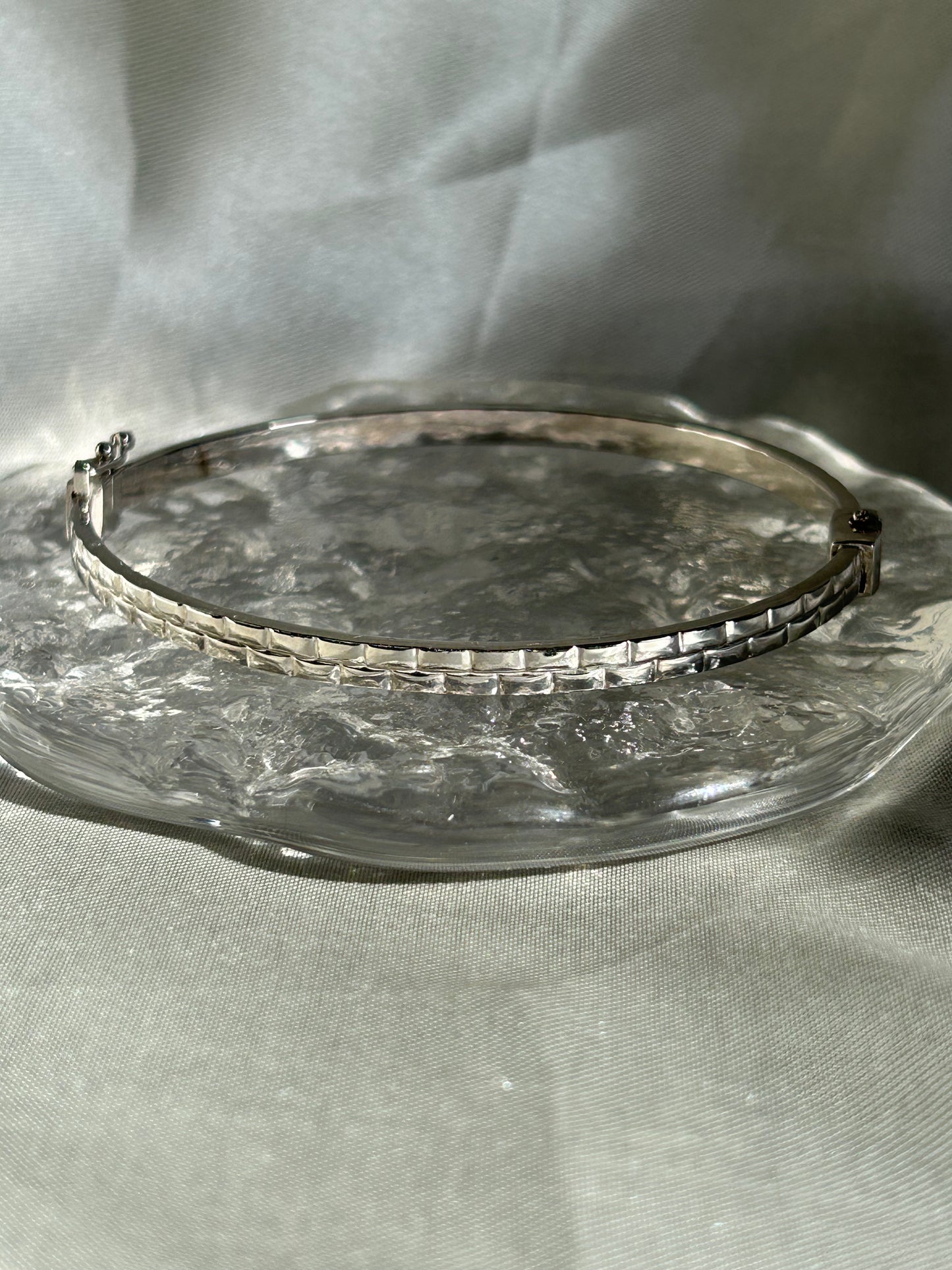 Structured Pattern Sterling Silver Bangle